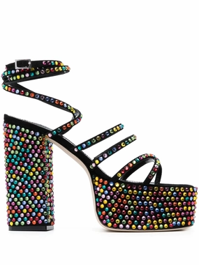 Sandals Low Heels 130mm crystal-embellished platform sandals