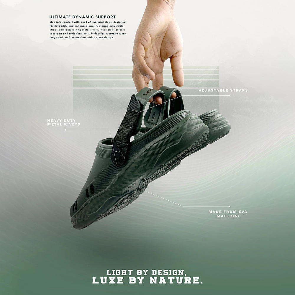 A-HA Casual Dark Green Clogs For Men BEACHRIDE By Liberty Toas Sandals