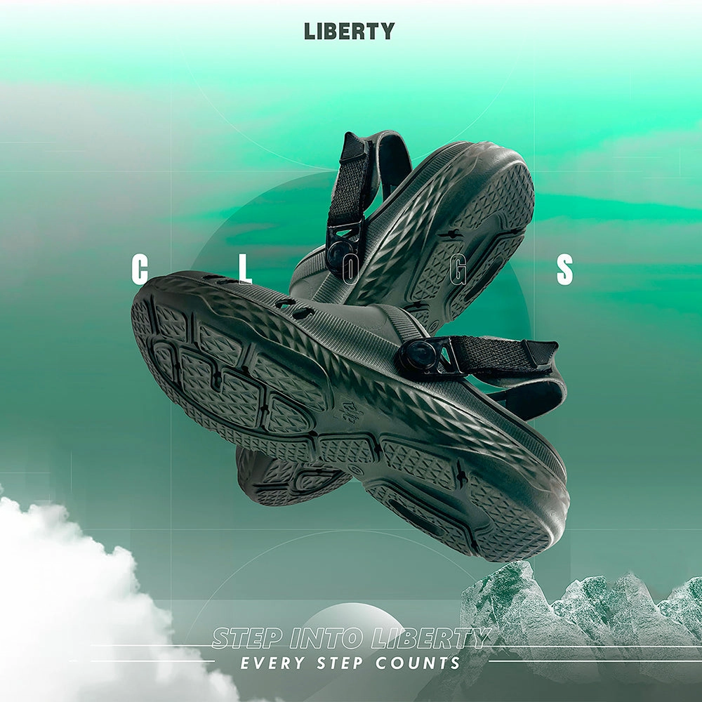 Stylish Sandals A-HA Casual Dark Green Clogs For Men BEACHRIDE By Liberty