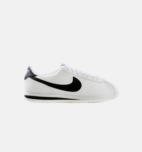 Cortez Basic Leather Mens Lifestyle Shoe - White/Black Nike Shoes No Laces
