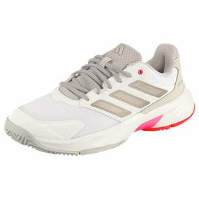 adidas Women's CourtJam Control 3 - Cloud White/Iron Metallic Gray Tennis Shoes