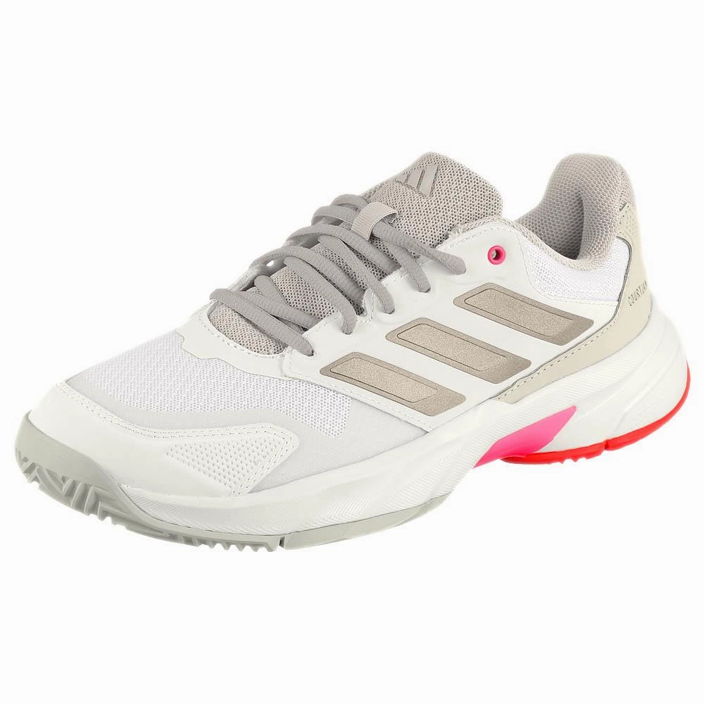 Altra Zero Drop Tennis Shoes adidas Women's CourtJam Control 3 - Cloud White/Iron Metallic