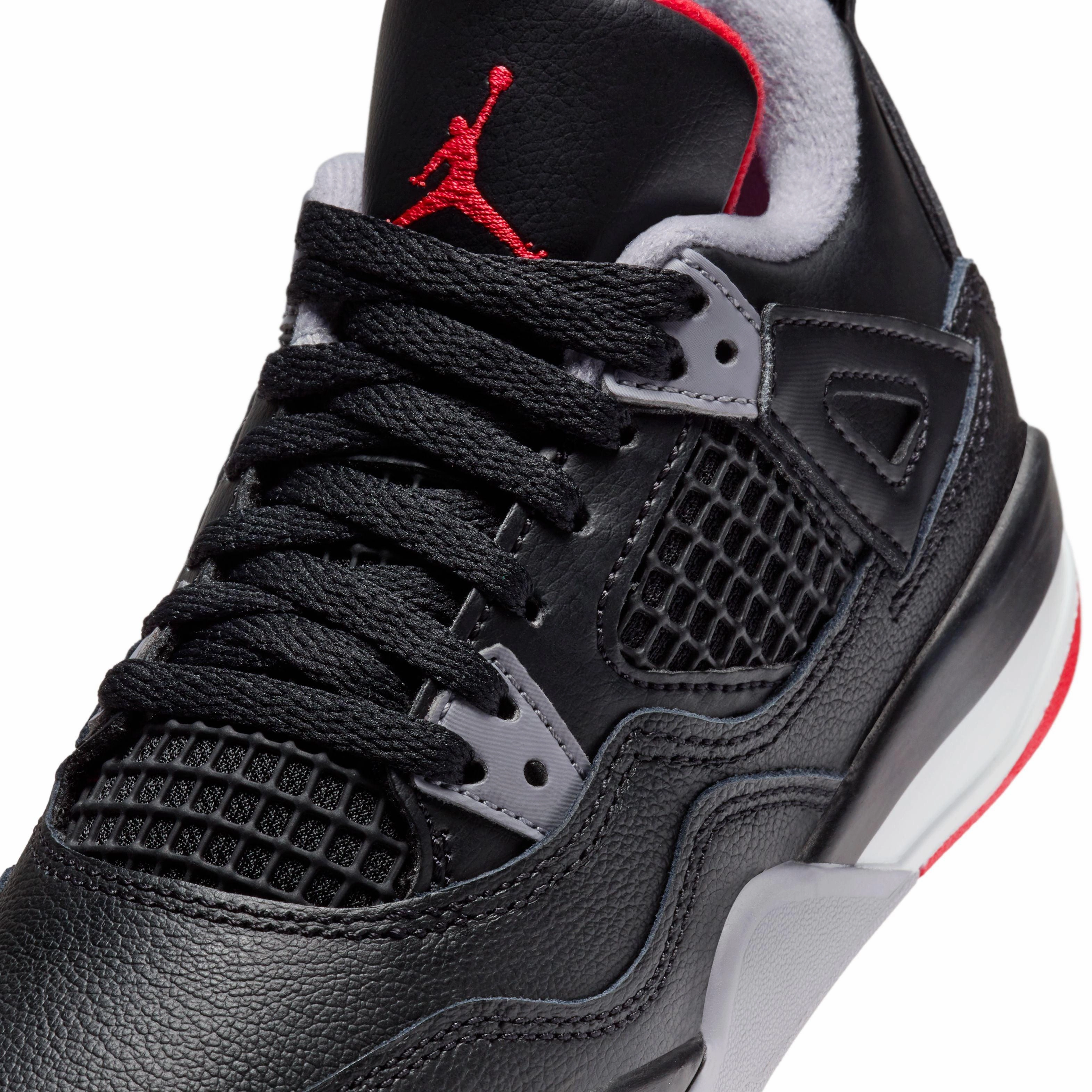 Kids Air Jordan 4 Retro 'Bred Reimagined' 13.5 Basketball Shoes