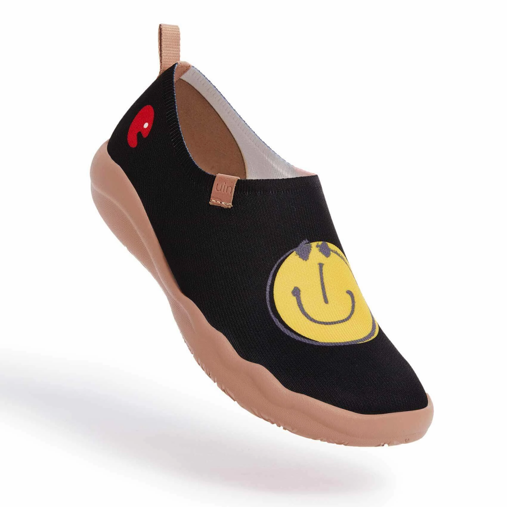 Waterproof Non Skid Shoes Smiley Black Knitted Women