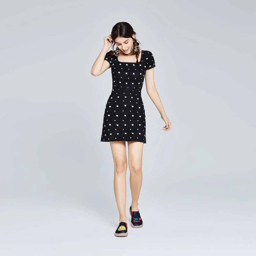 Waterproof Shoes For Nursing School Smiley Black Knitted Women