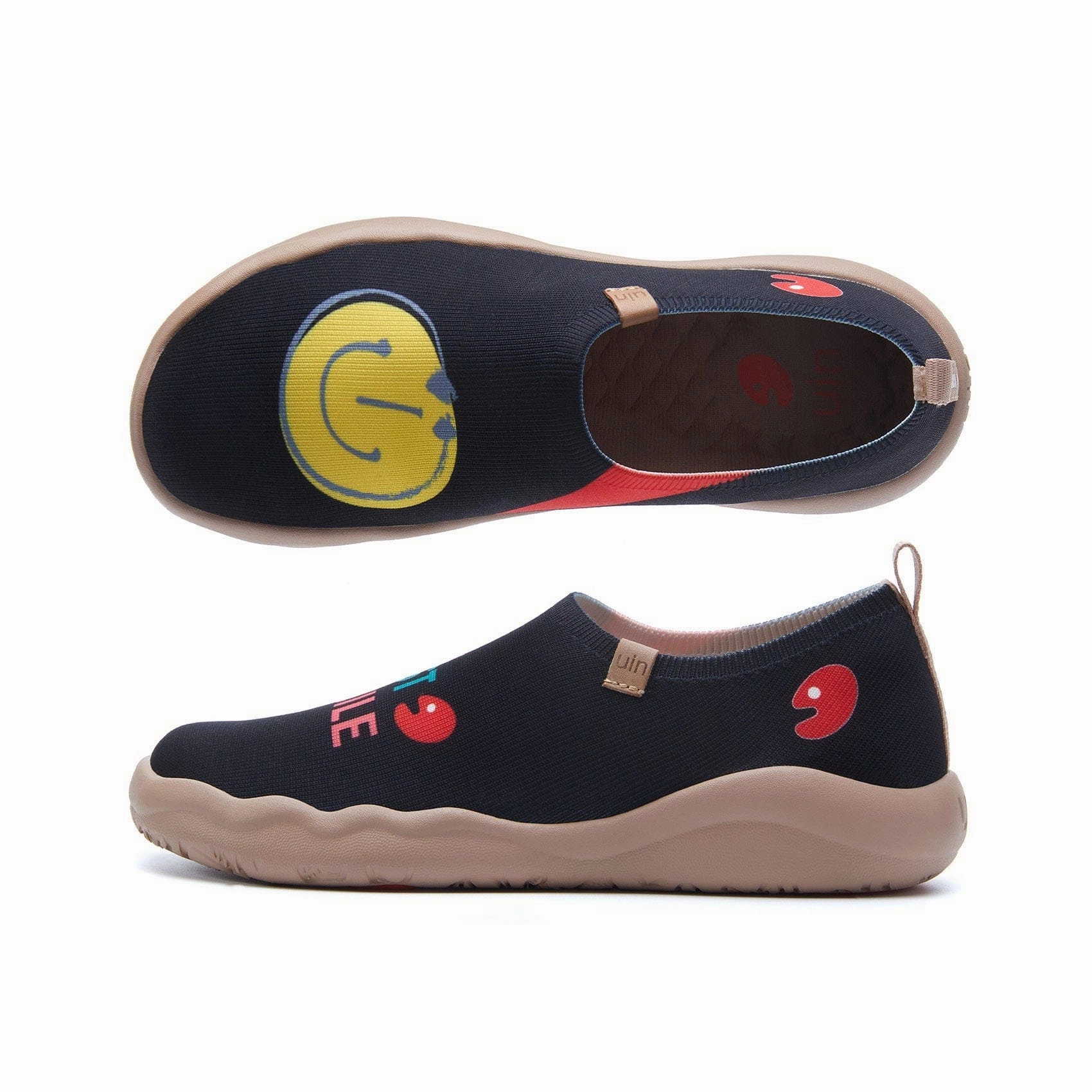 Waterproof Slip Resistant Shoes Smiley Black Knitted Women