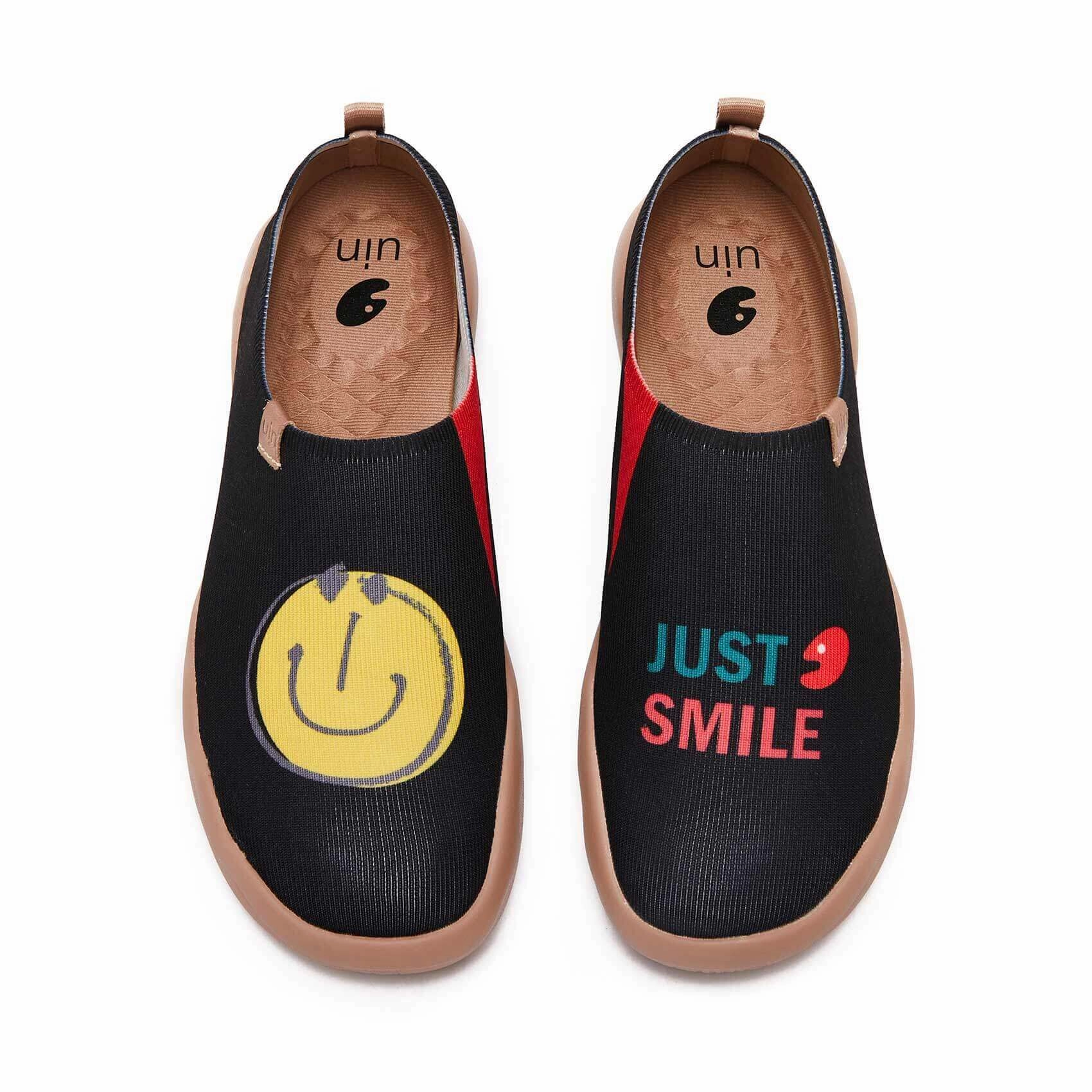 Smiley Black Knitted Women Waterproof Slip Over Shoes