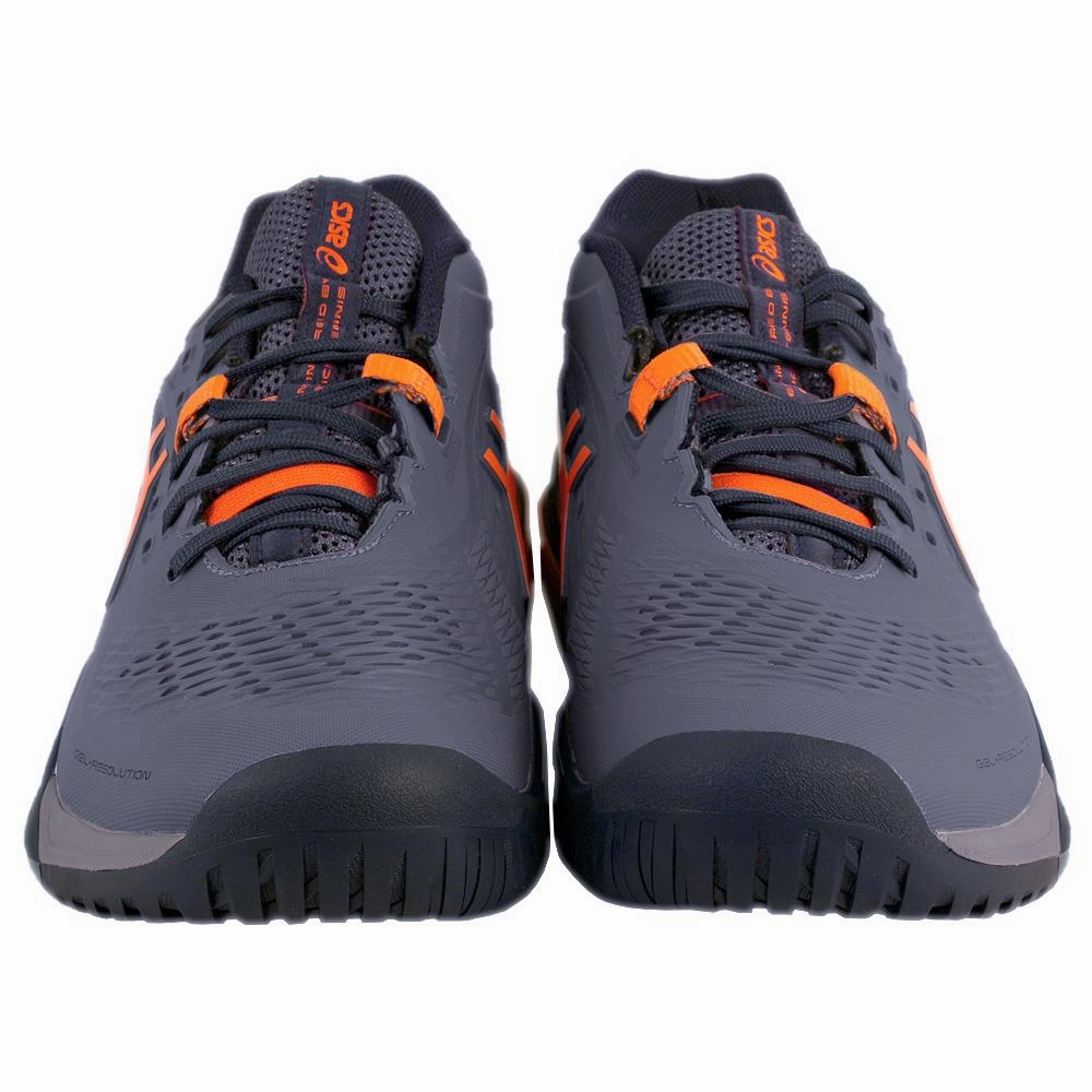 Buscemi Tennis Shoes Asics Men's Gel-Resolution X - 2E Width - Greyish Purple/Nova Orange