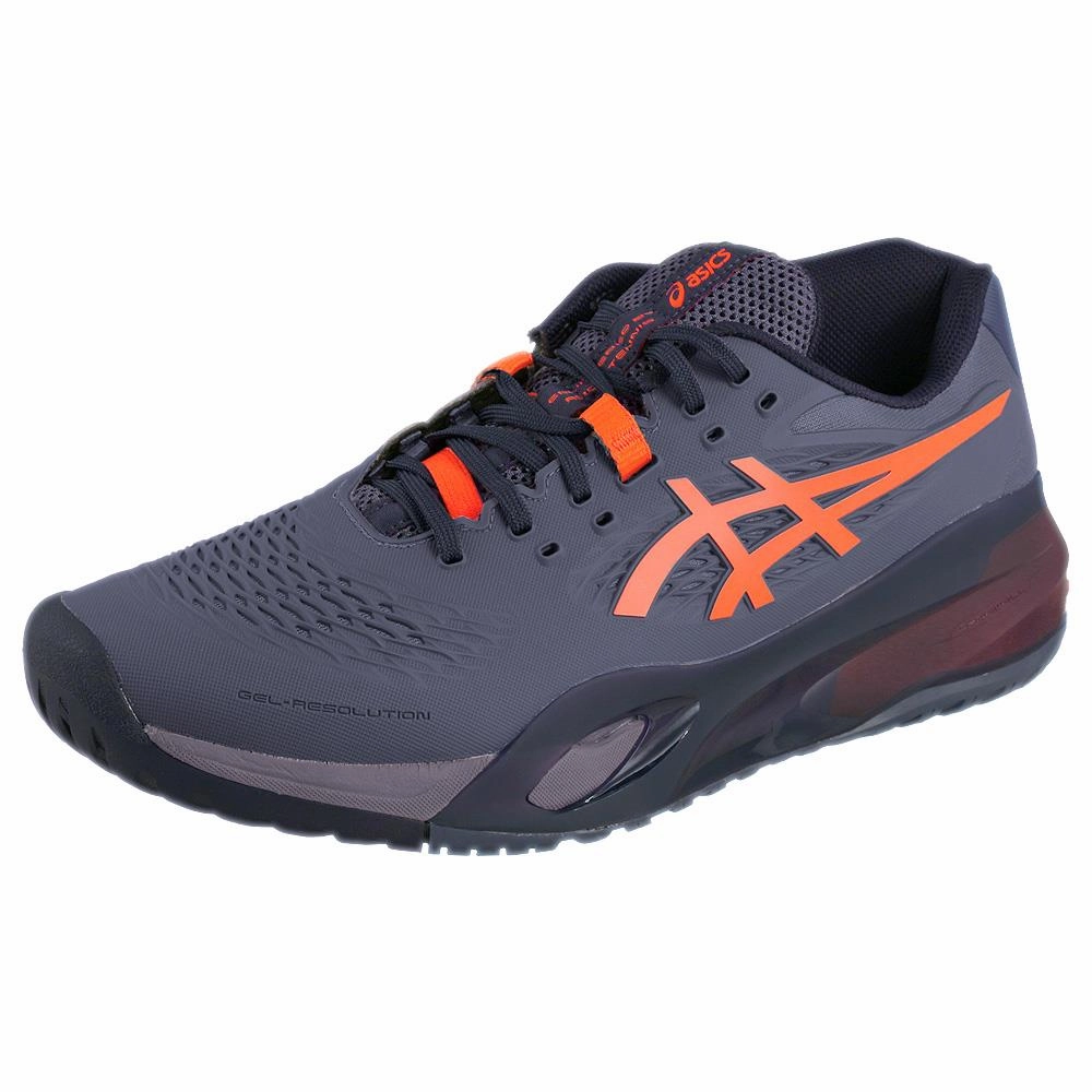 Asics Men's Gel-Resolution X - 2E Width - Greyish Purple/Nova Orange Black Nike Tennis Shoe
