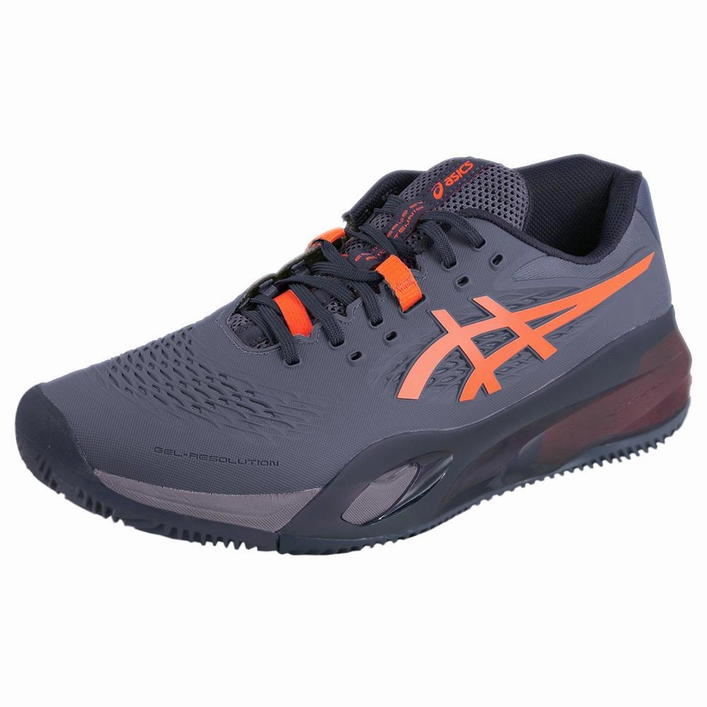 Asics Men's Gel-Resolution X - Clay - Greyish Purple/Nova Orange On Tennis Shoe