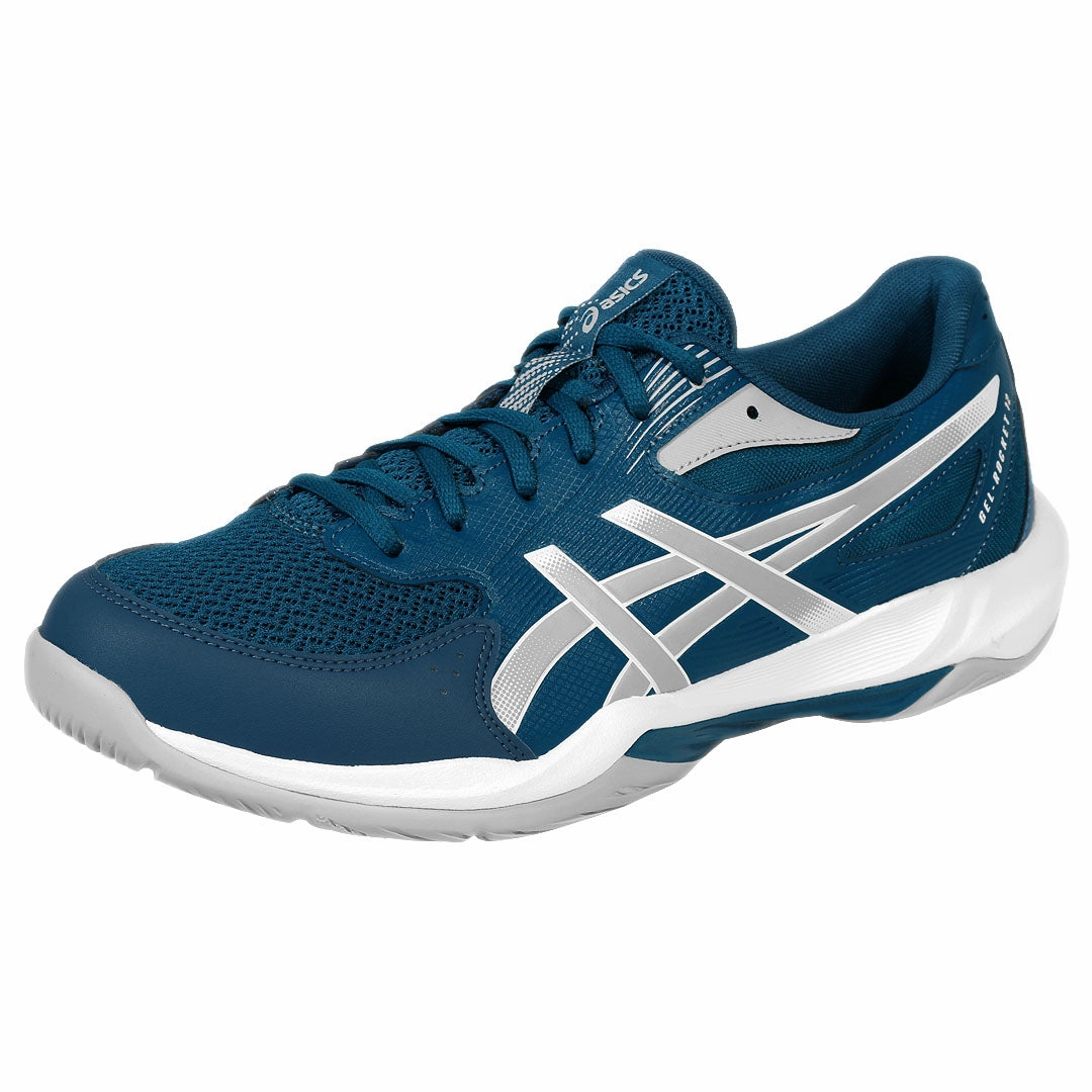 Eclipsion X Badminton Shoes Asics Men's Gel-Rocket 12 - 2E Width - Mako Blue/Piedmont Grey