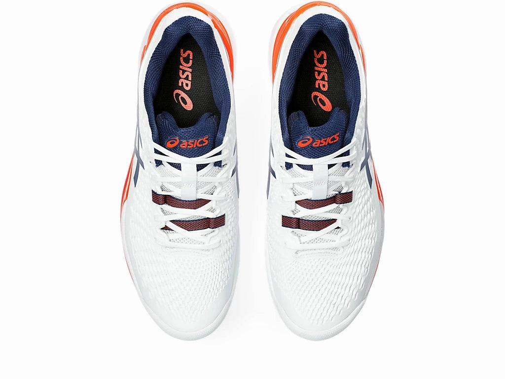 Asics Mens Gel Resolution 9 Wide-White/Blue Expanse (1041A376-102) Burgundy Tennis Shoes