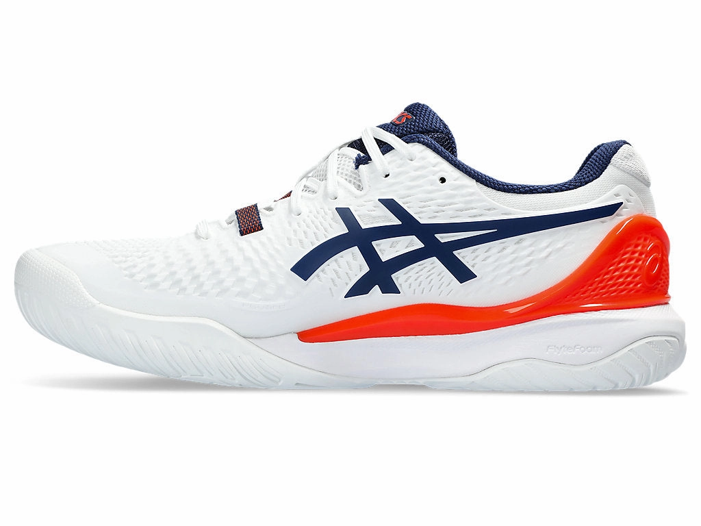 Best Volleyball Tennis Shoes Asics Mens Gel Resolution 9 Wide-White/Blue Expanse (1041A376-102)