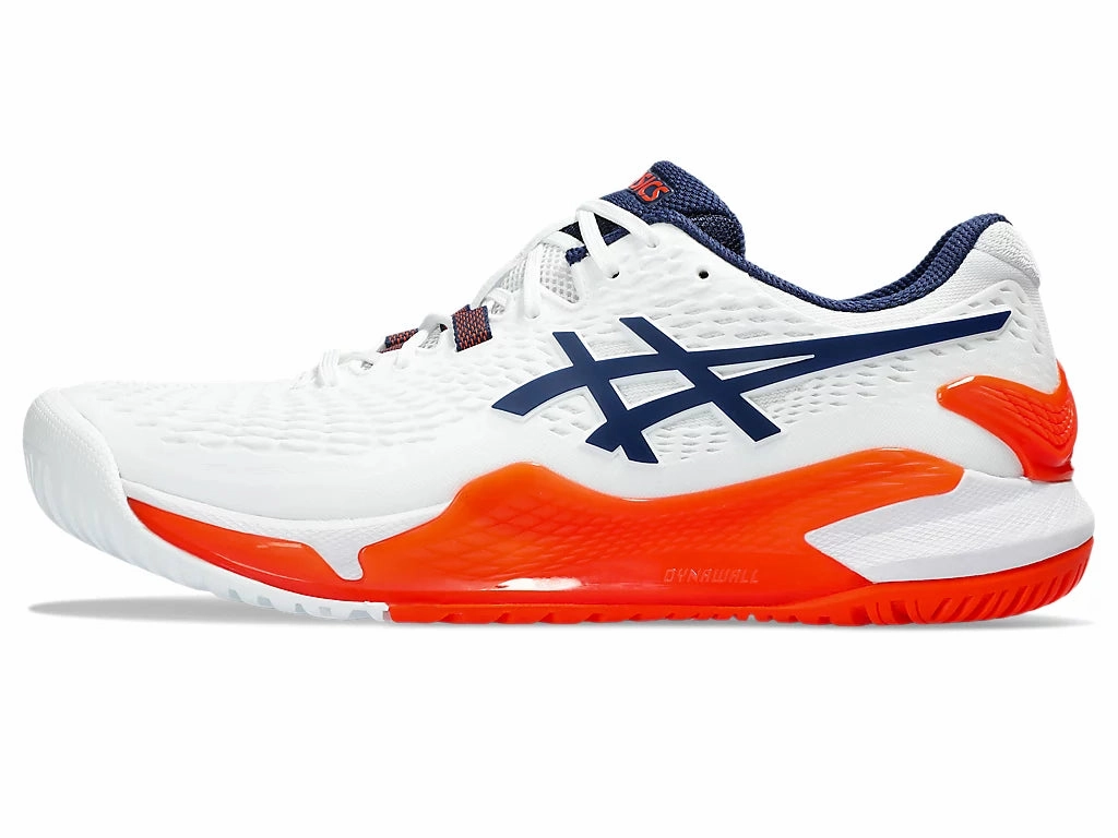 Character Tennis Shoes Asics Mens Gel Resolution 9 Wide-White/Blue Expanse (1041A376-102)