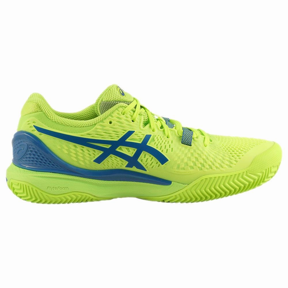Jordans Tennis Shoes Asics Women's Gel-Resolution 9 - Clay - Hazard Green/Reborn Blue