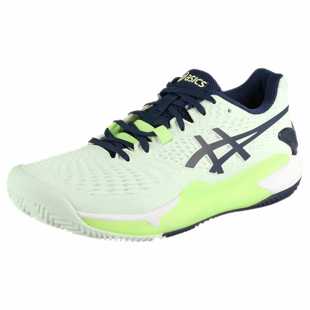 Asics Women's Gel-Resolution 9 - Clay - Pale Mint/Blue Expanse Tennis Shoes For Bunions