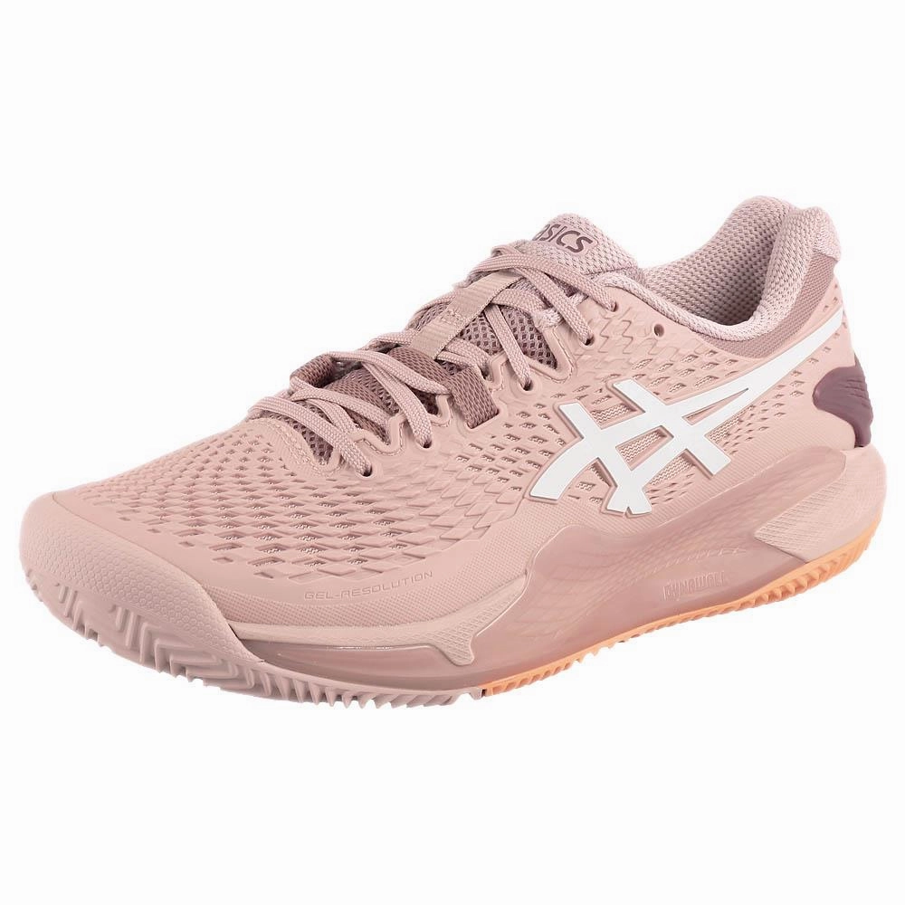 Best Deals On Tennis Shoes Asics Women's Gel-Resolution 9 - Clay - Watershed Rose/White