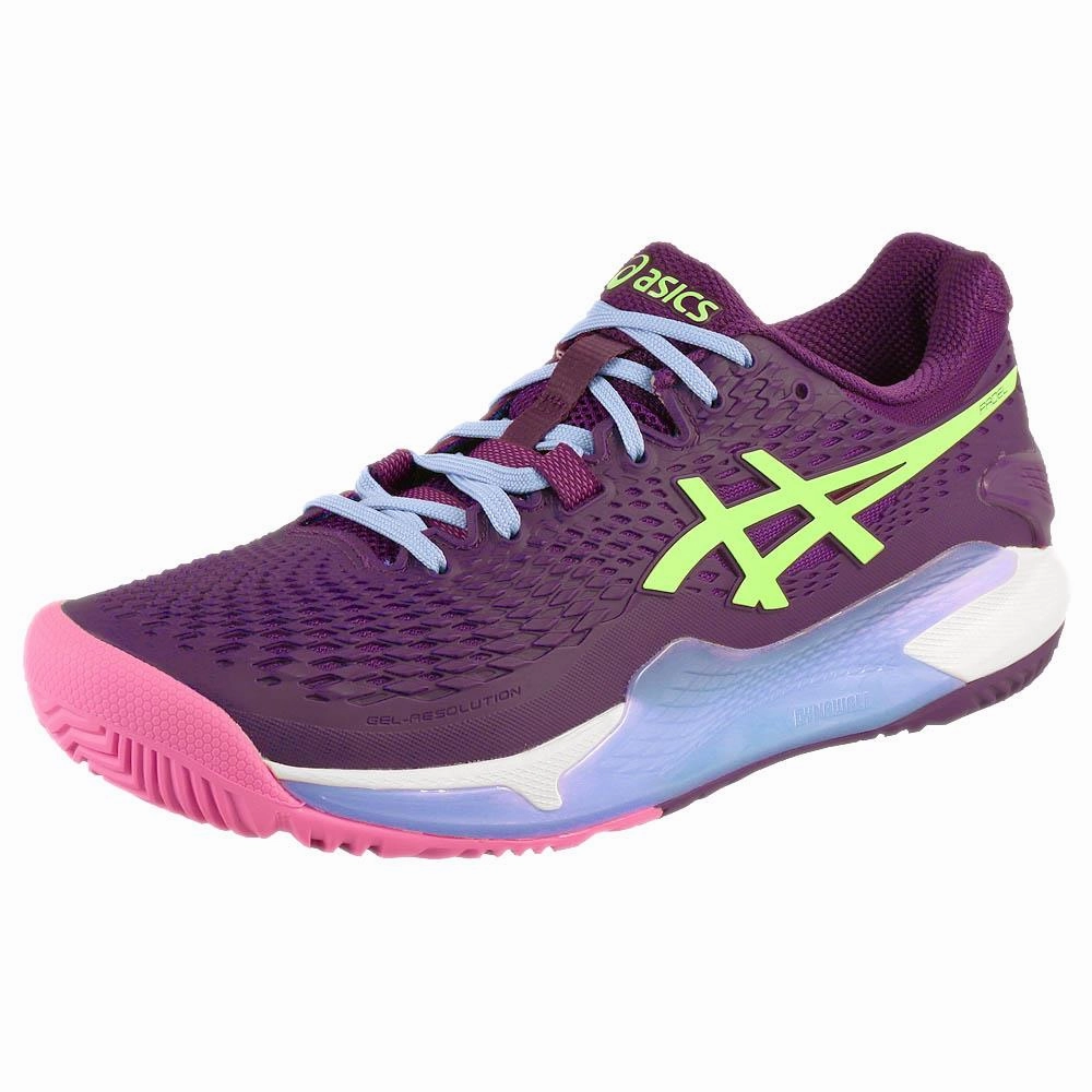 Steve Madden Metalic Tennis Shoes Asics Women's Gel-Resolution 9 - Padel - Deep Mauve/Lime Green