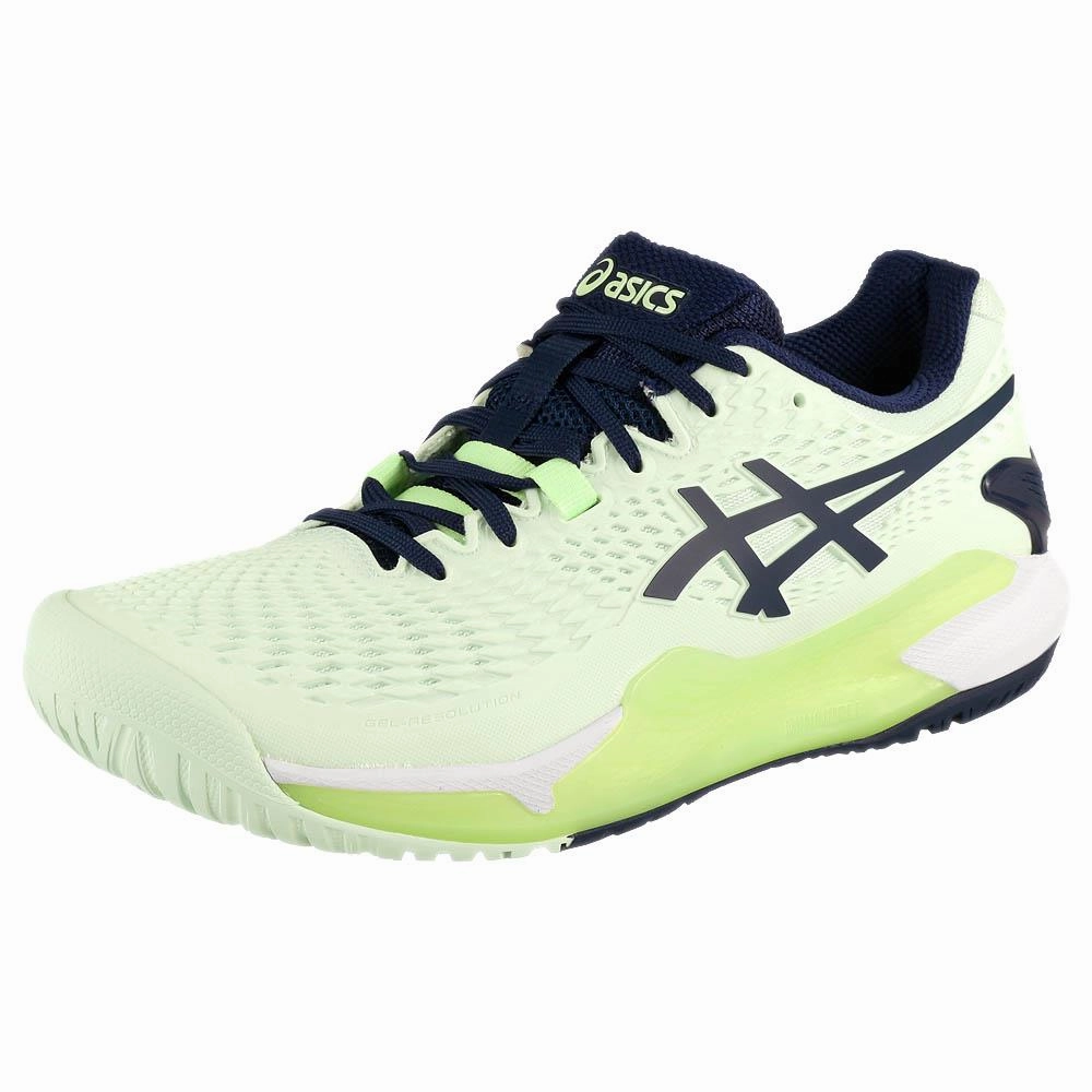 Asics Women's Gel-Resolution 9 - Pale Mint/Blue Expanse Walking Tennis Shoes