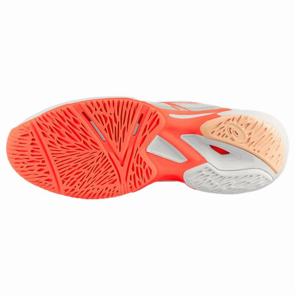 Tennis Shoes Brands Logos Asics Women's Solution Speed FF 3 - White/Sun Coral