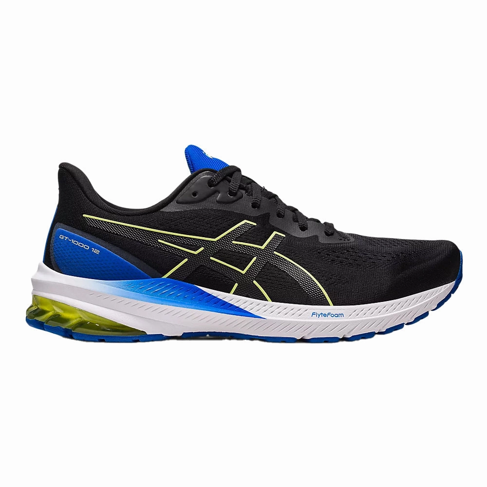 Men's Asics GT-1000 12, Black/Glow Yellow, 12 D Medium Asics Gel-nimbus 26 Wide Running Shoes