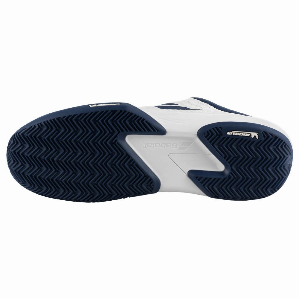 Best Wide Feet Tennis Shoes Babolat Men's SFX 4 - Clay - White/Estate Blue