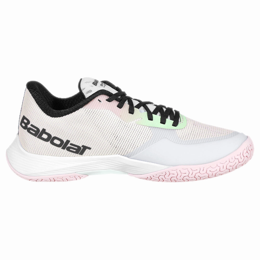 Indoor Badminton Court Shoes Babolat Women's Shadow Spirit 2 - White/Black