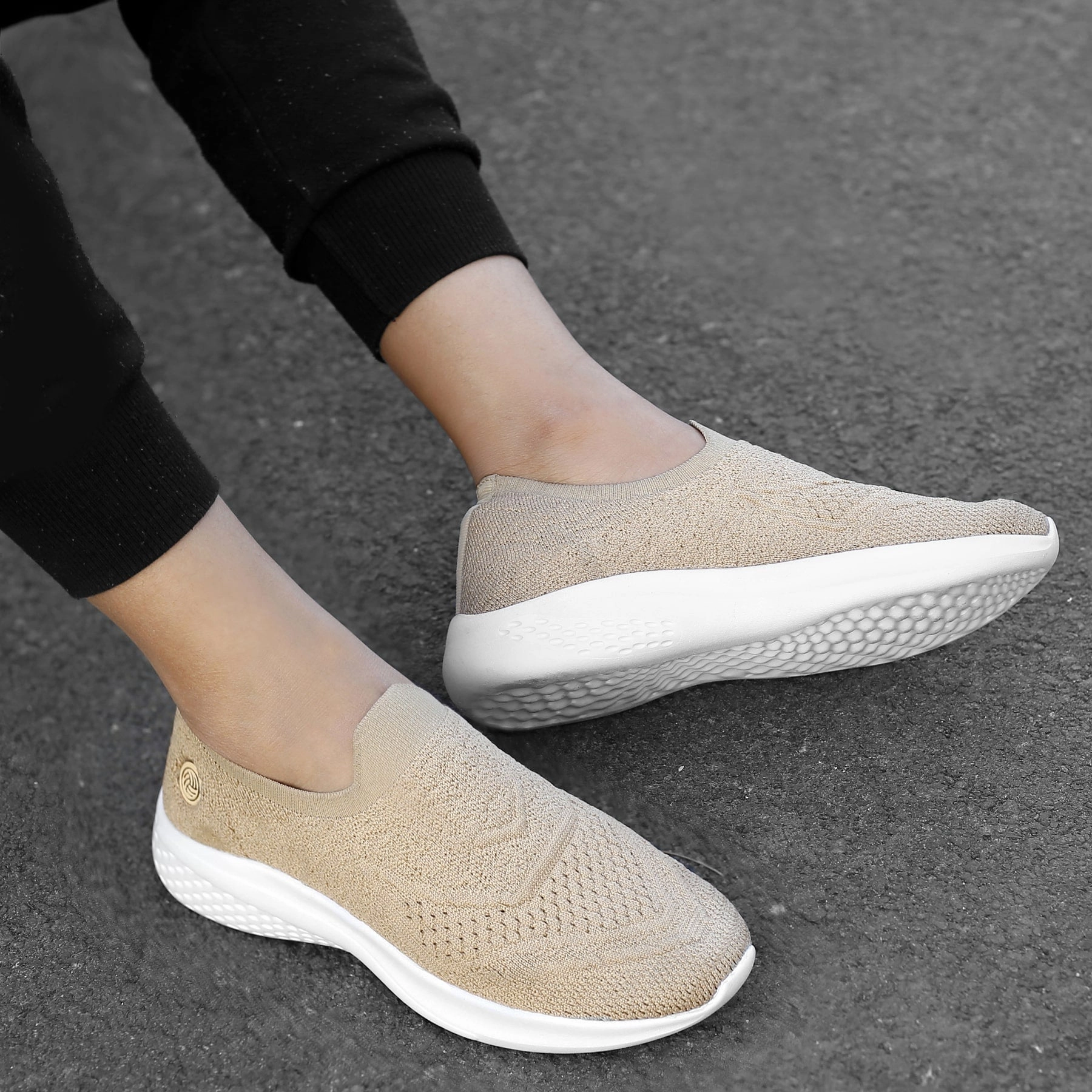 Bacca Bucci Women's WALKER Slip-On Walking Breathable Mesh Sports Shoes Sneakers Shoes Flat Feet Walking