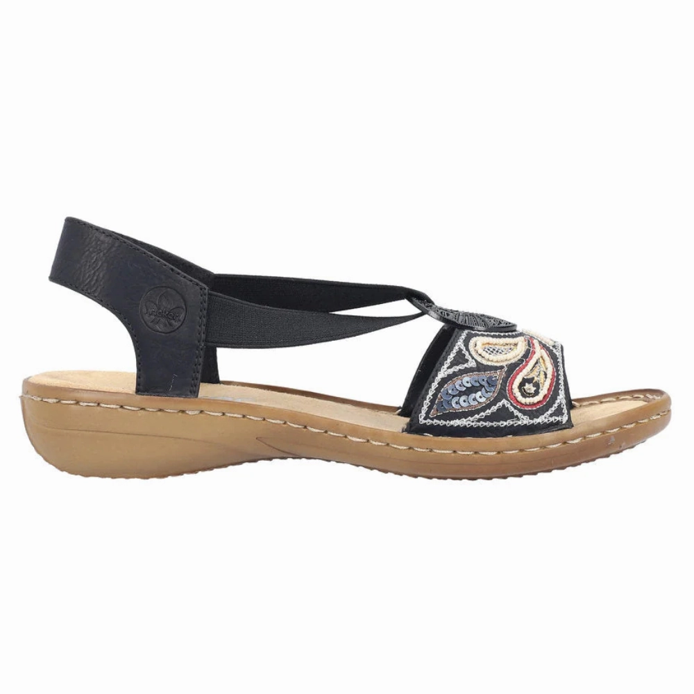 Wide For Sandals Rieker Regina B4 Black Leather Sandal (Women's)