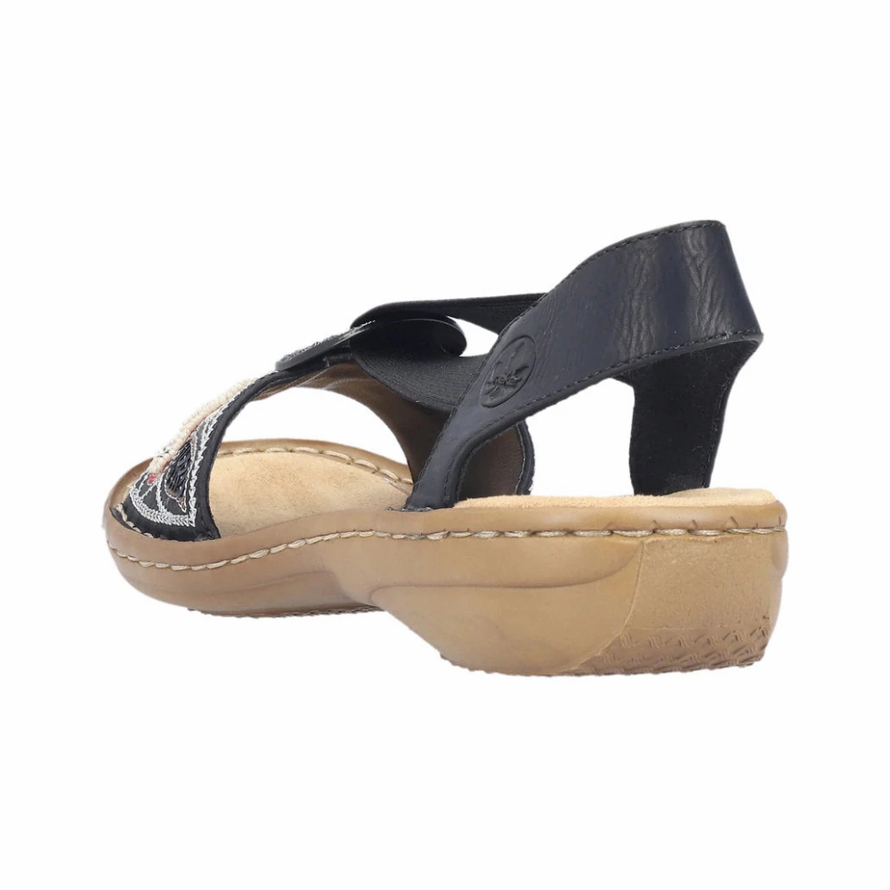 Rieker Regina B4 Black Leather Sandal (Women's) Sandals Regency St Lucia