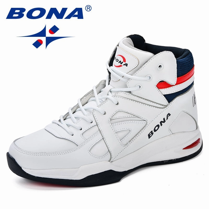 BONA Baskets Homme Men Basketball Shoes Cow Split Men Shoes Outdoor Flat High Top Sport Shoes Men Trainers Zapatillas Comfy Best High Top Outdoor Basketball Shoes