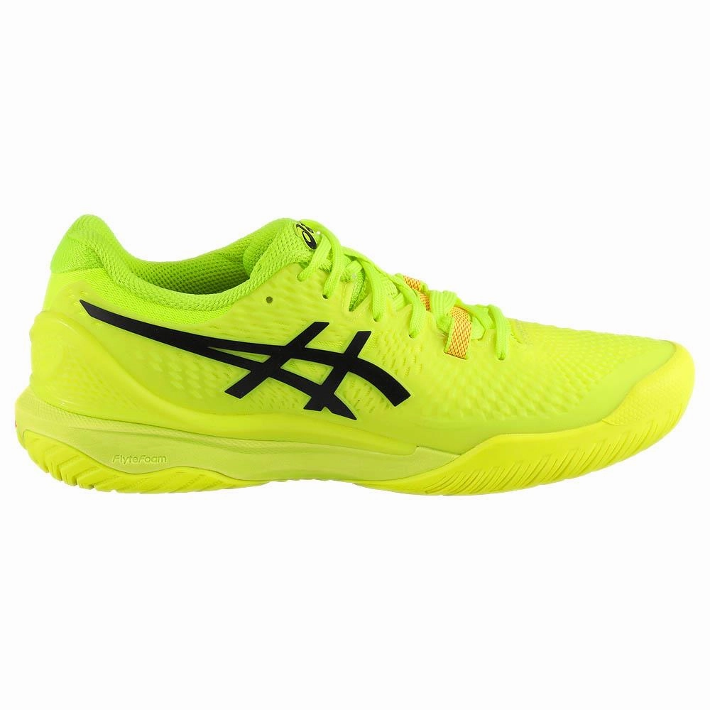 Asics Women's Gel-Resolution 9 - Paris - Safety Yellow/Black 50s Tennis Shoes