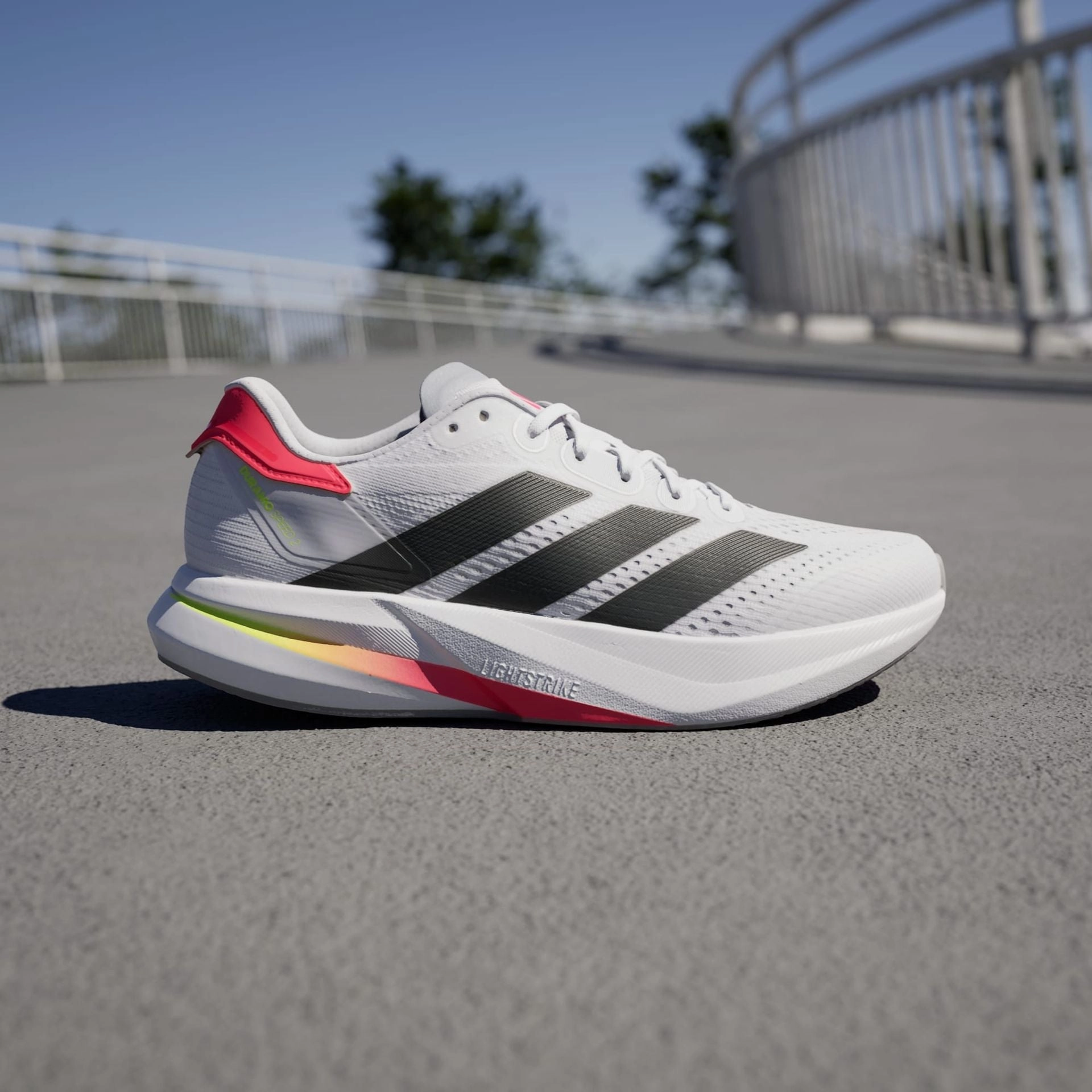 DURAMO SPEED 2 RUNNING SHOES - Cloud White / Core Black / Lucid Red Adidas Court Shoes