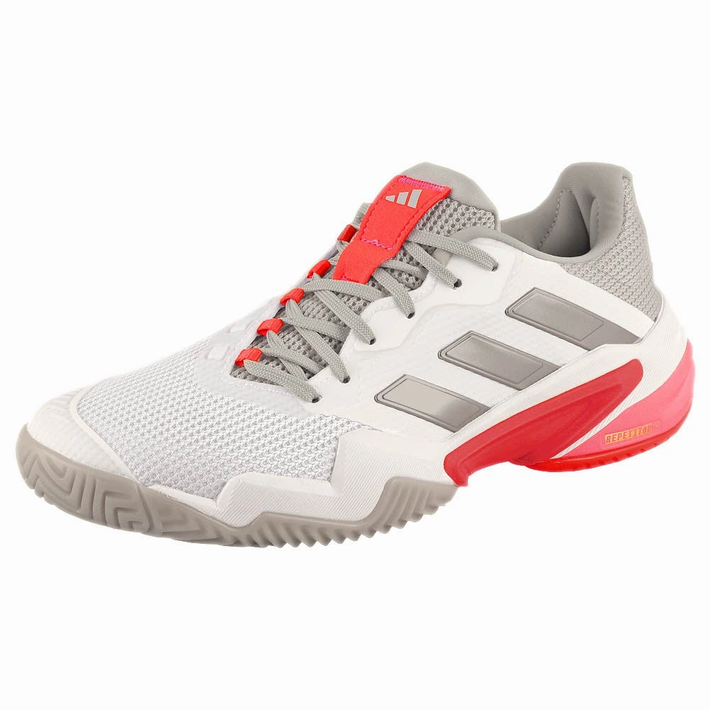 adidas Women's Barricade 13 - Cloud White/Lucid Red Armani Tennis Shoes