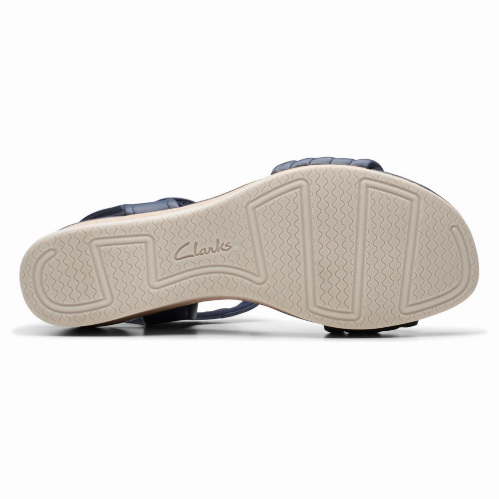 Clarks Chelseah Gem Navy Leather Sandal (Women's) Antigua Pictures