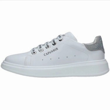 CafNoir sneakers da ragazza con laccio e zip laterale C-2020 white Shoelaces For Sneakers