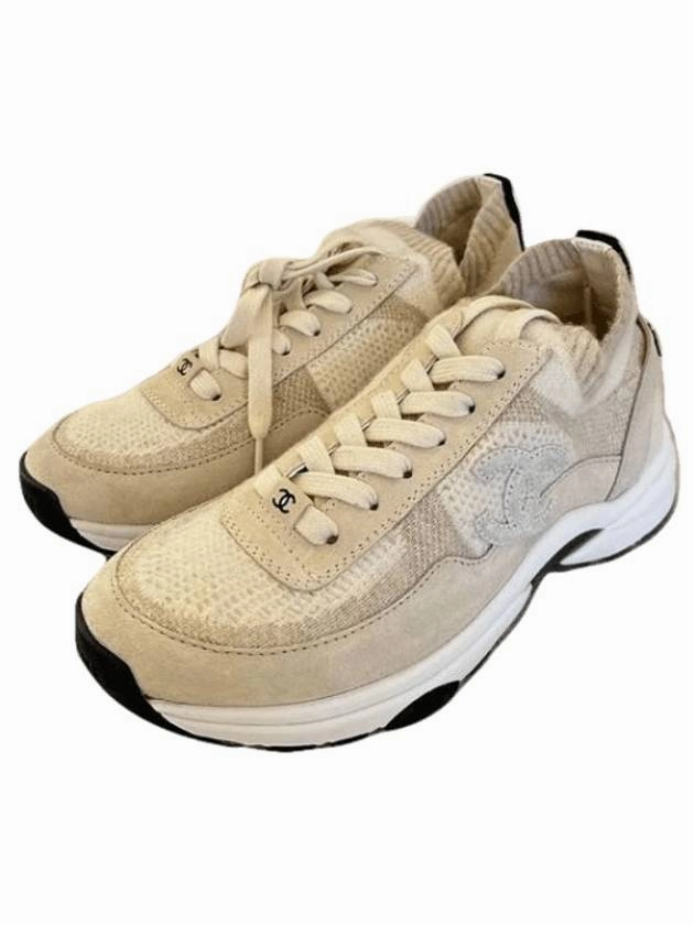 New Balance 327 Sneakers CC Logo Cruise Knit Low Top Sneakers Beige Chanel
