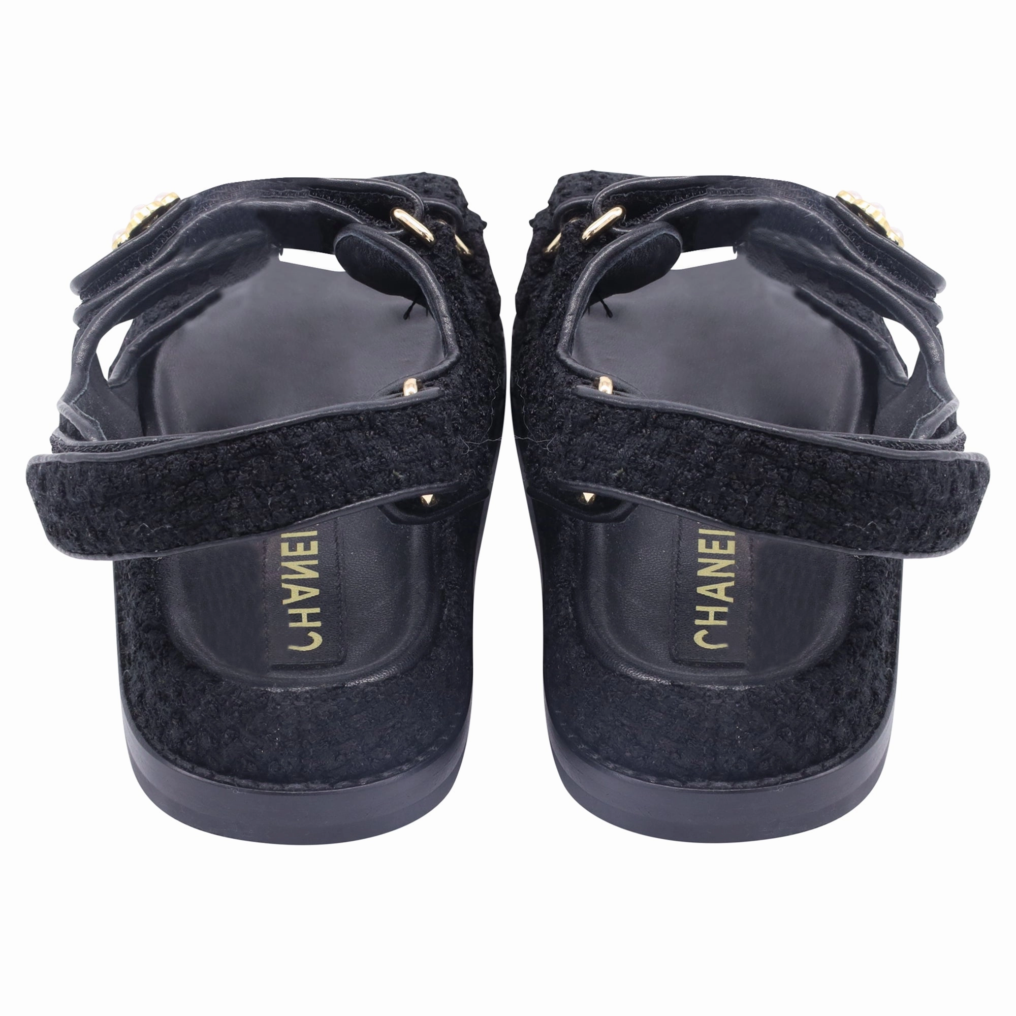 Type Sandals Chanel Velcro Dad Sandals in Black Tweed