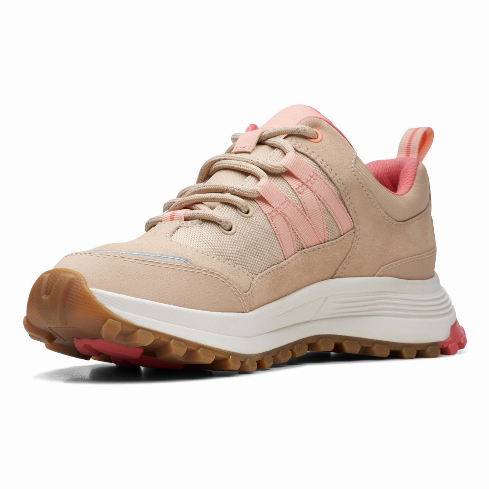 Barefoot Hiking Shoes Deals Clarks ATLTrekPathGTX Light Sand Combi Sneaker (Women's)