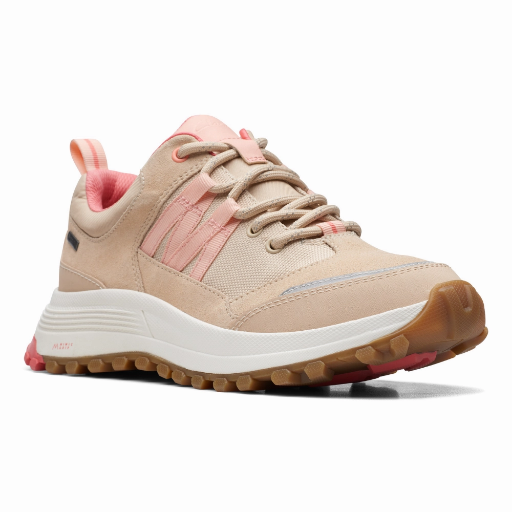 Clarks ATLTrekPathGTX Light Sand Combi Sneaker (Women's) Best Hiking Shoes For Orthotics
