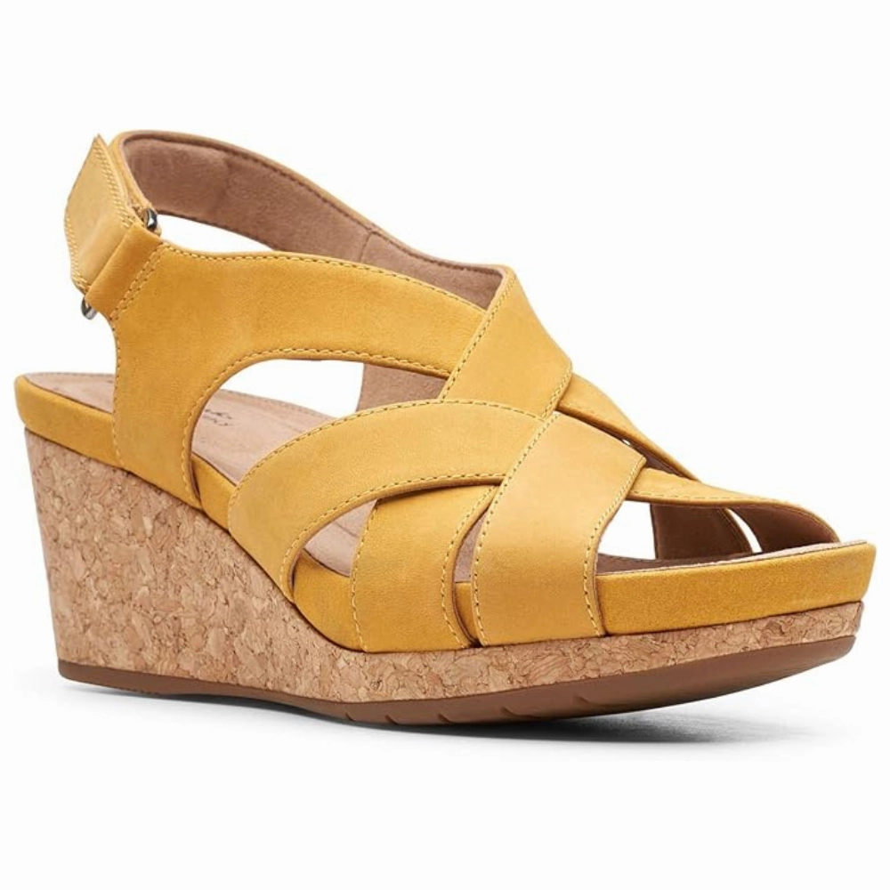 Clarks Un Capri Step Yellow Nubuck Sandal (Women's) Pb Sandals
