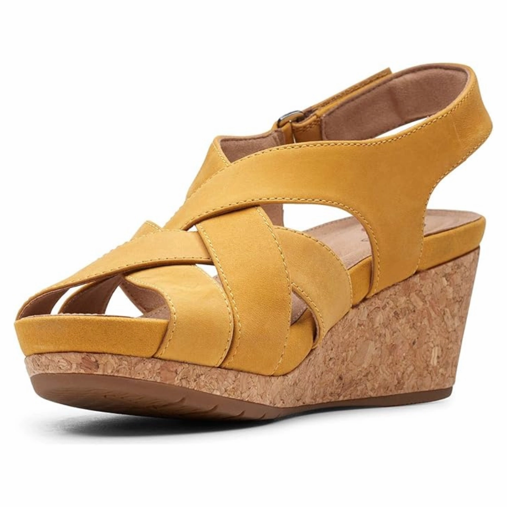 Clarks Un Capri Step Yellow Nubuck Sandal (Women's) Sandals Jamaica Ochi