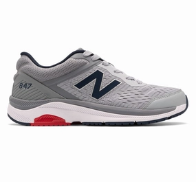 New Balance Black Leather Men's New Balance 847v4, Silver Mink/Gunmetal, 9 D Medium