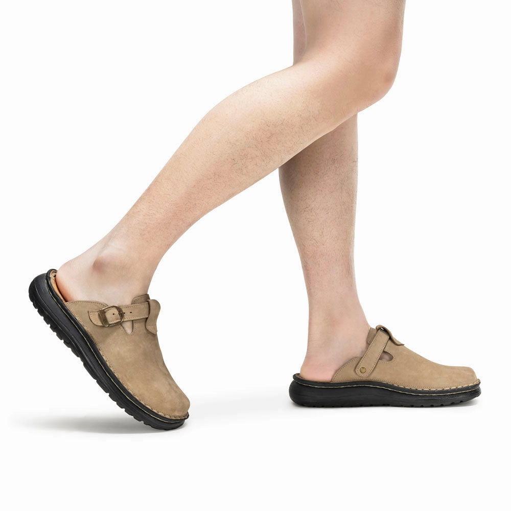 Bridget Sandals Sawyer - Leather Clog-Toe Sandal | Olive Nubuck