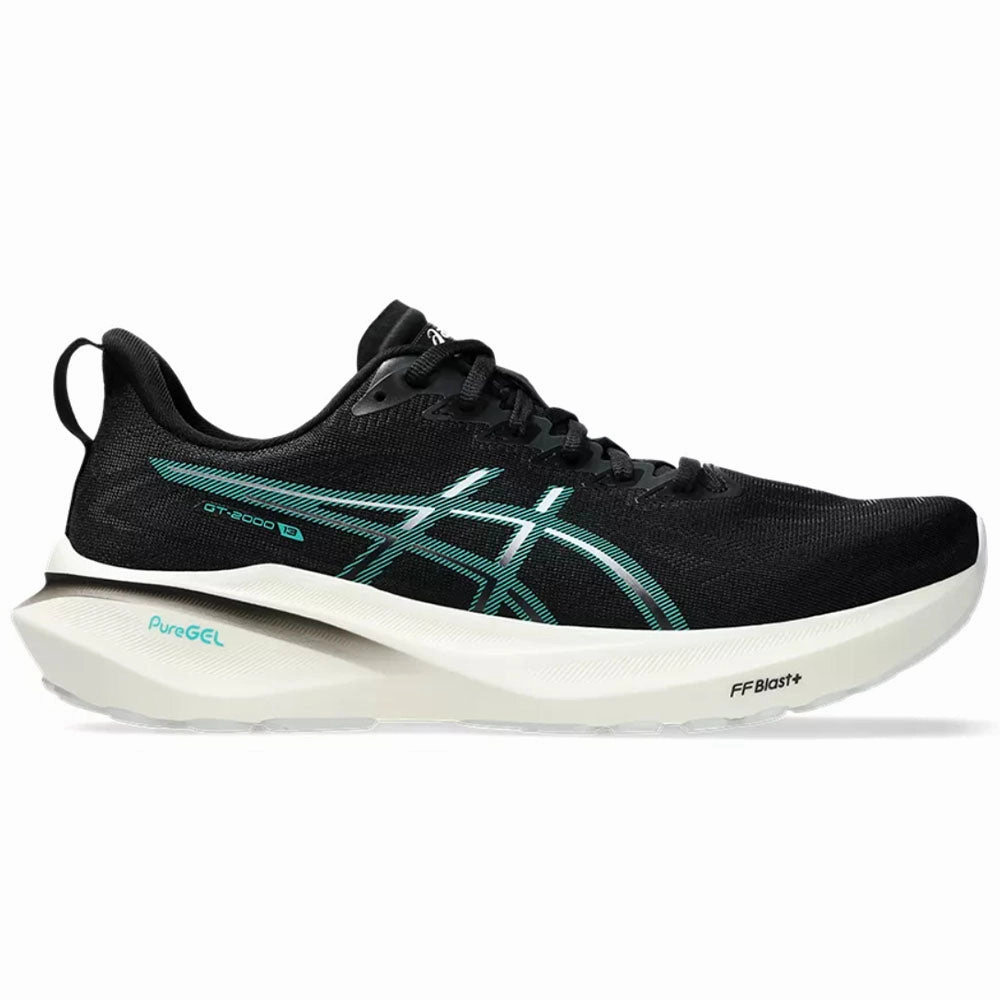 Men's Asics GT-2000 13, Black/Wave Teal, 9.5 D Medium Asics Shoes Sale