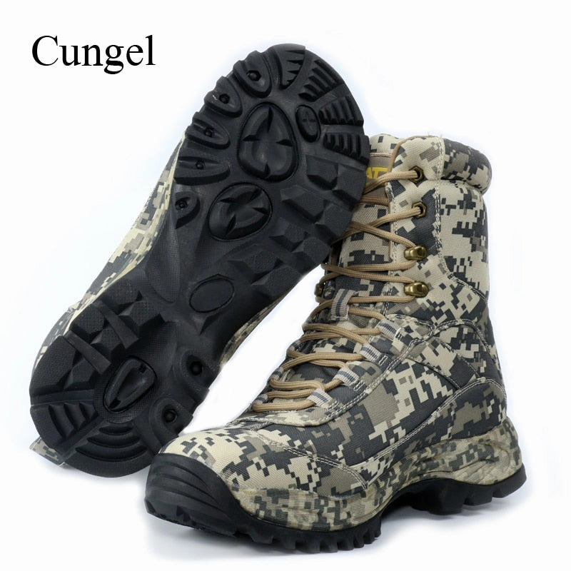Cungel Outdoor Hiking Shoes Camouflage Sneakers Men Winter/Autumn waterproof hunting Military desert boots trekking Climbing Eco Climbing Shoes