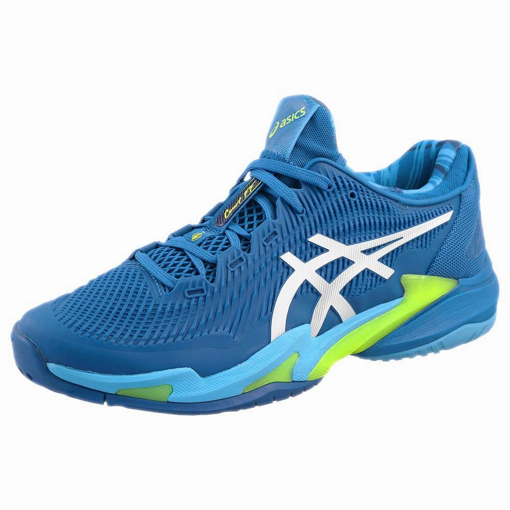 Asics Men's Court FF 3 Novak - Tuna Blue/White Clog Tennis Shoes