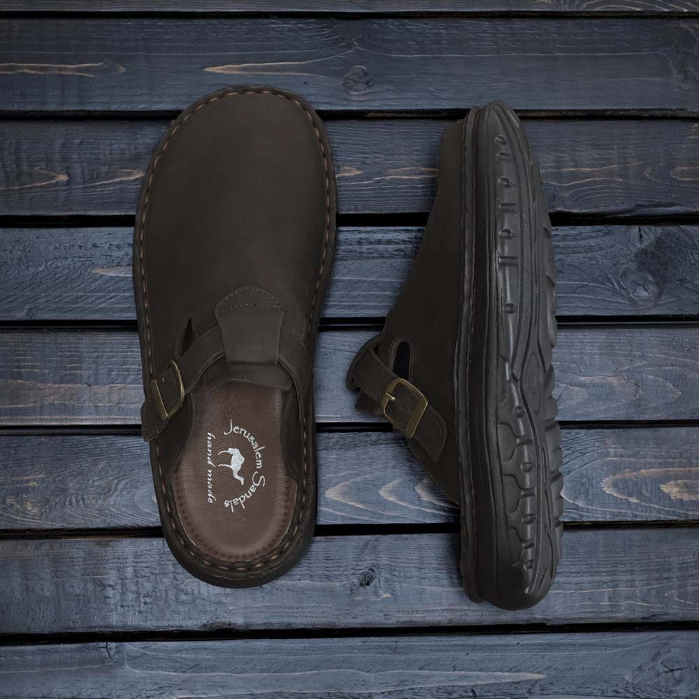 Sawyer - Leather Clog-Toe Sandal | Brown Nubuck Kyoto Sandals