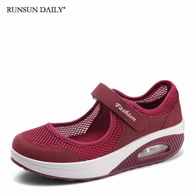 Women's Walking Shoes Lightweight Mesh Breathable Fashion Casual Shoes Air Cushion Flat Shoes Training Boxing Shoes