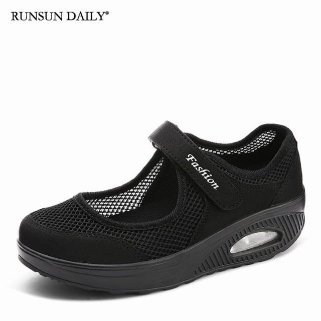 Women's Walking Shoes Lightweight Mesh Breathable Fashion Casual Shoes Air Cushion Flat Shoes Best Running And Weight Training Shoes